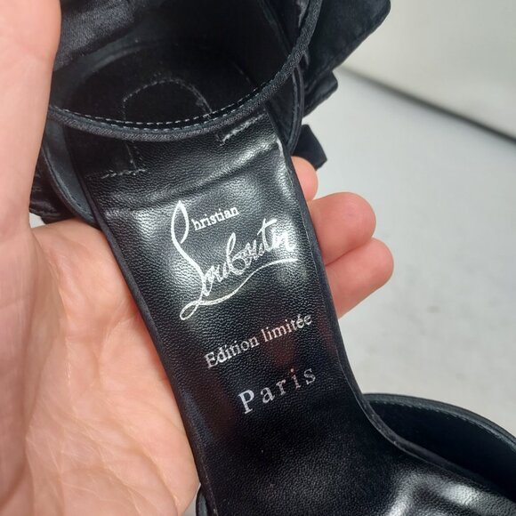 CHRISTIAN LOUBOUTIN Black Maria Frou Alta Satin Platform Pump Shoe - Picture 5 of 13
